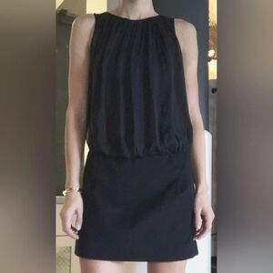 Tara Jarmon Sleeveless Little Black Dress With Blouson Top